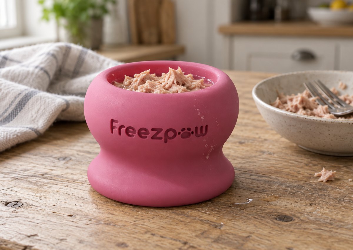 FreezPounce cat toy filled with frozen tuna water