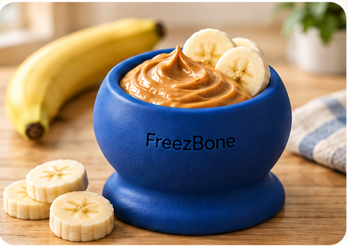 Freezball filled with peanut butter + banana