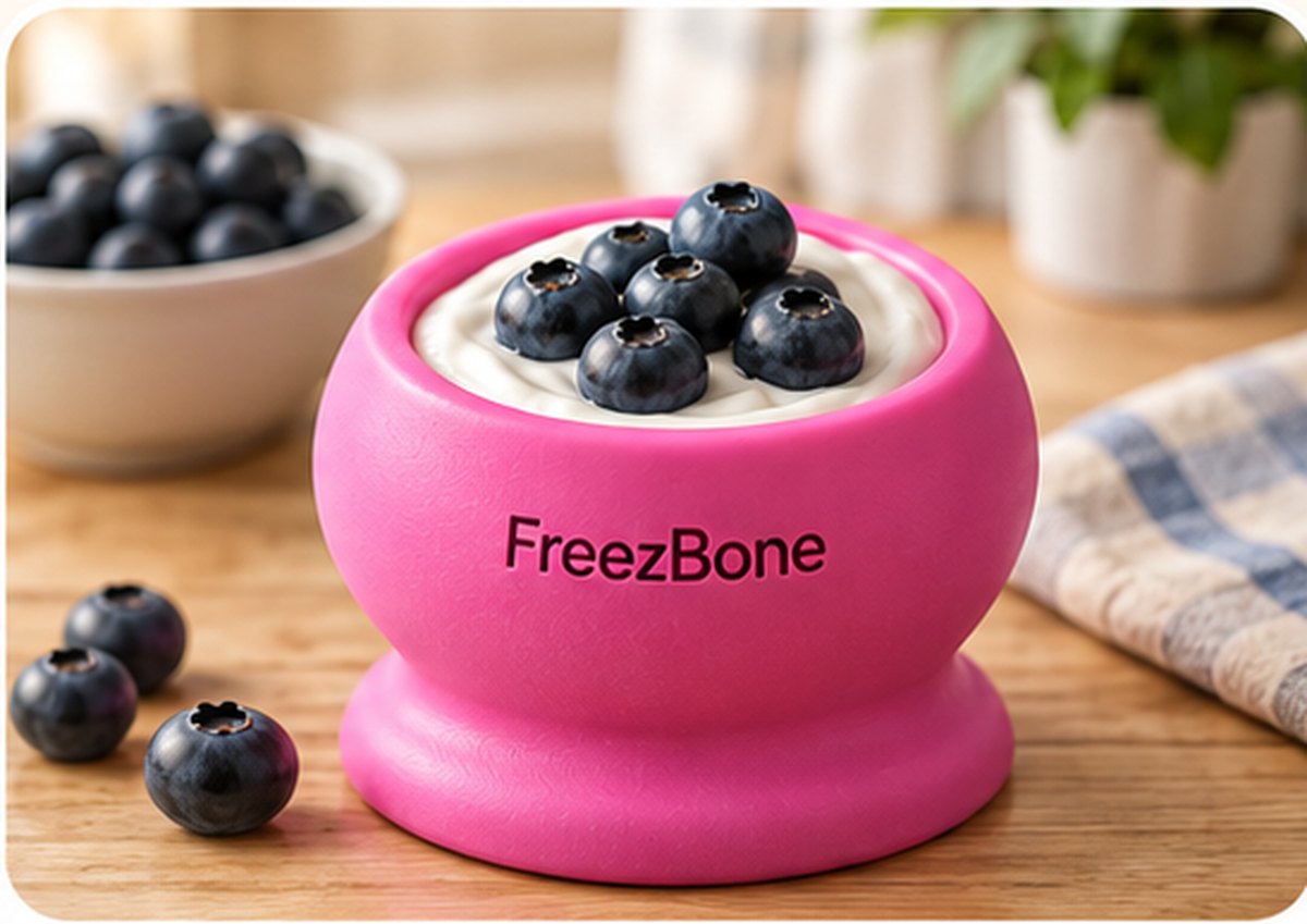 Freezball filled with yogurt + blueberries