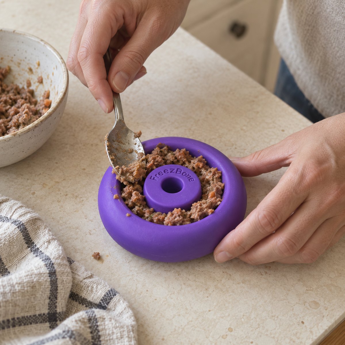 Filling a Freez Doughnut with a soft treat
