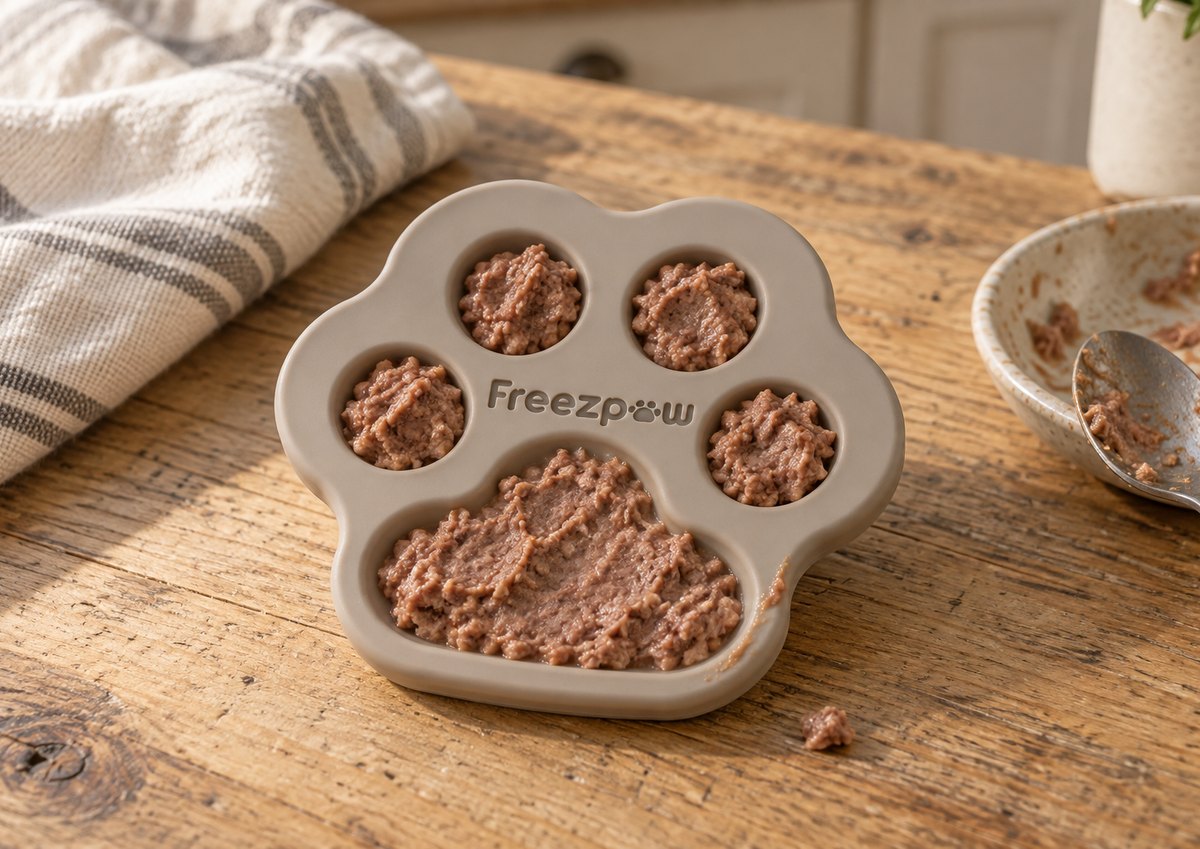 Freezpaw Lick Pad filled with wet food mousse