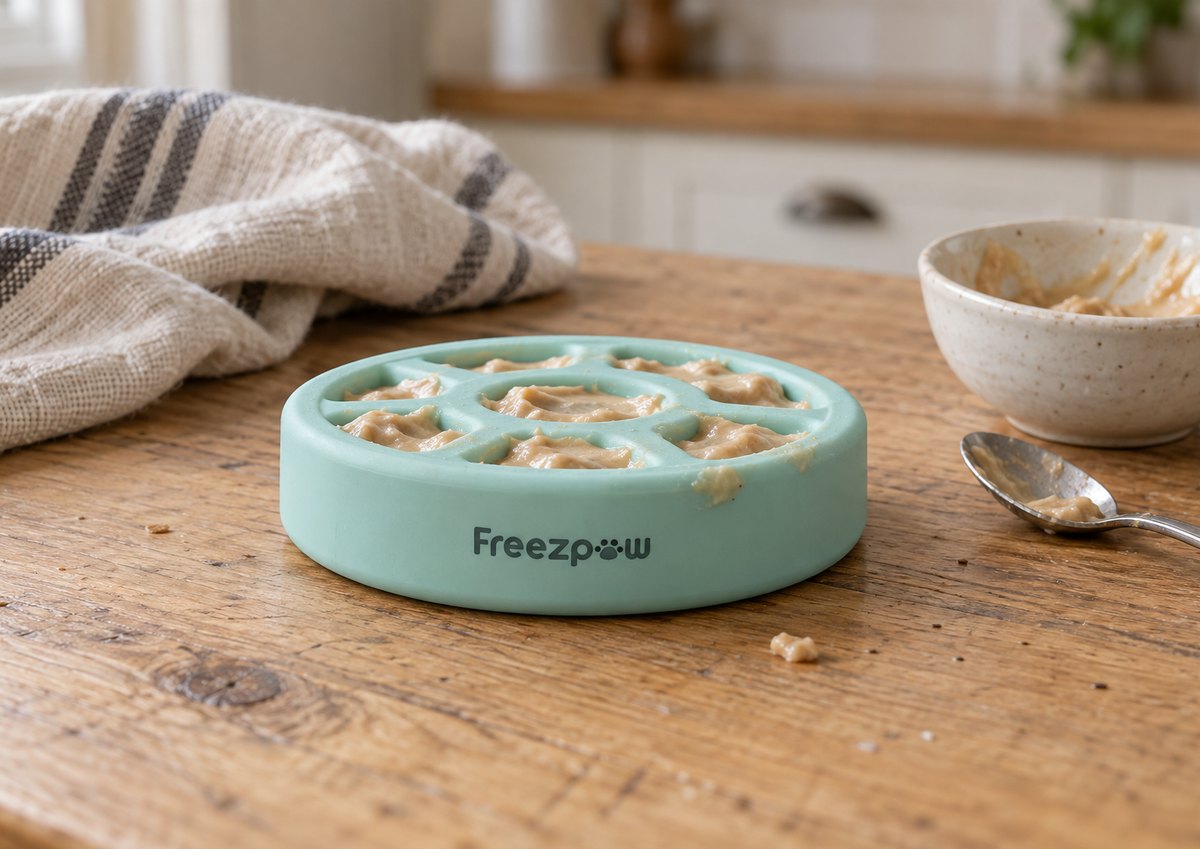 FreezSpin filled with lickable treat