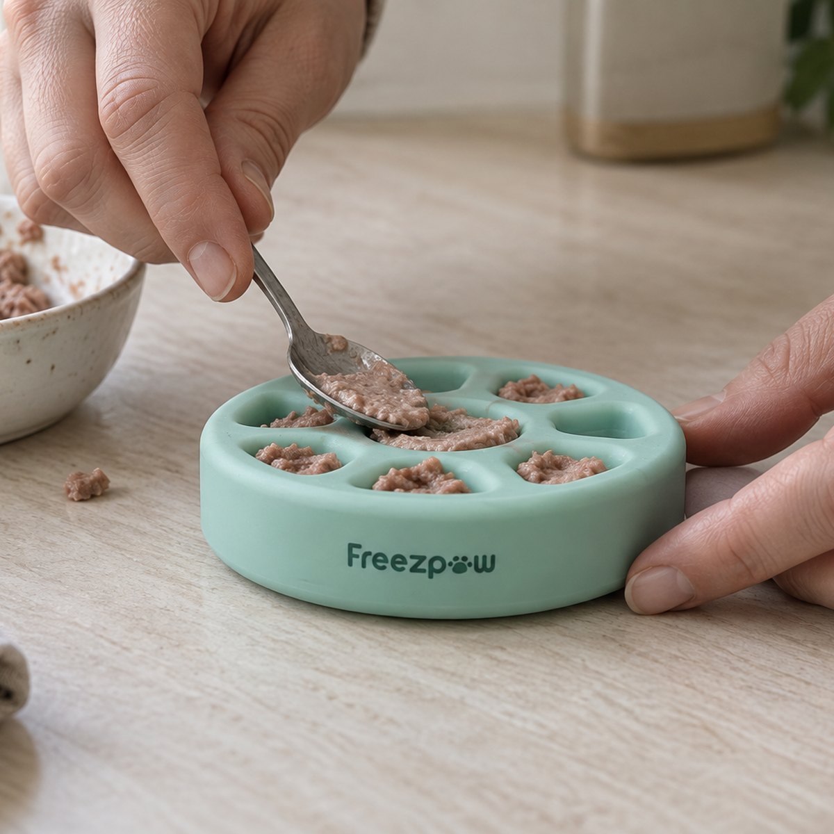 Filling a FreezSpin with a soft treat